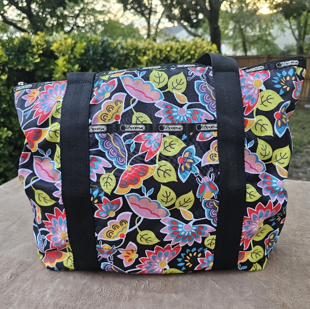 LeSportsac Floral Black Tote Bag
